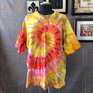 Hanes Beefy T Tiedyed T- Shirt XL yellow orange